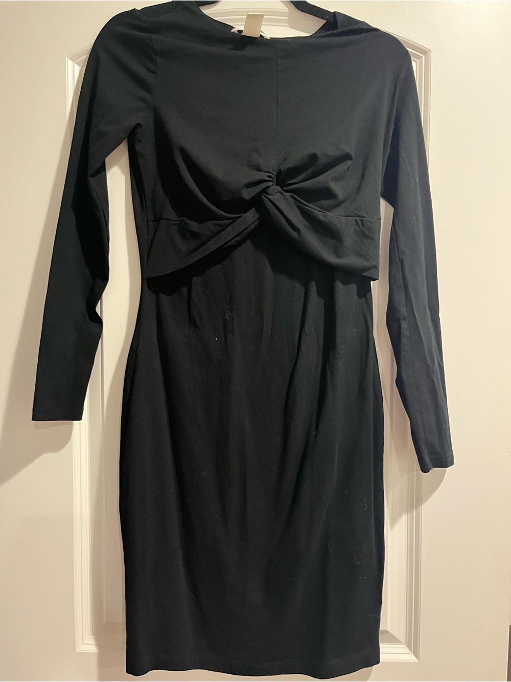 H&M Maternity Black Long-Sleeve Twist-Front Dress